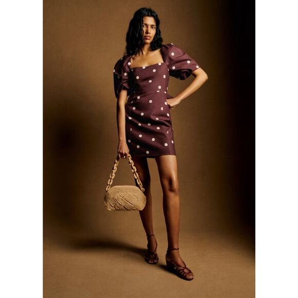 sezane brown polka dot dress Sezane Brown Polka Dot Dress
